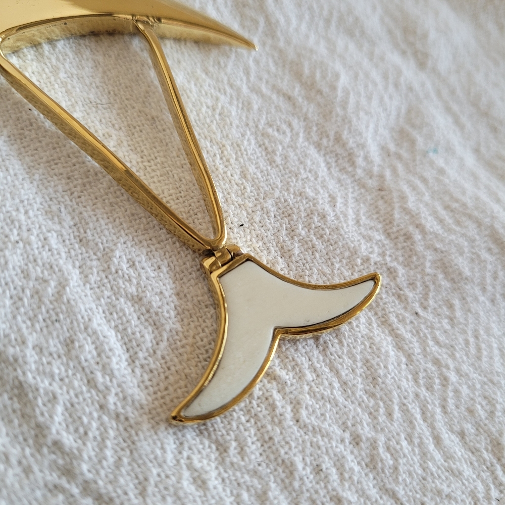 Fish solid brass bone pendant necklace designer - Picture 4 of 8